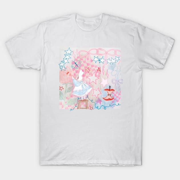 Y2K Dreamscape Girl Painting Flowers T-Shirt by Cati Daehnhardt